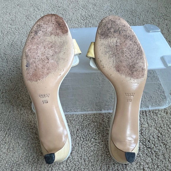 Gucci Yellow Horsebit Yellow Patent Leather Low Heel Gambit Sandals - Picture 8 of 13